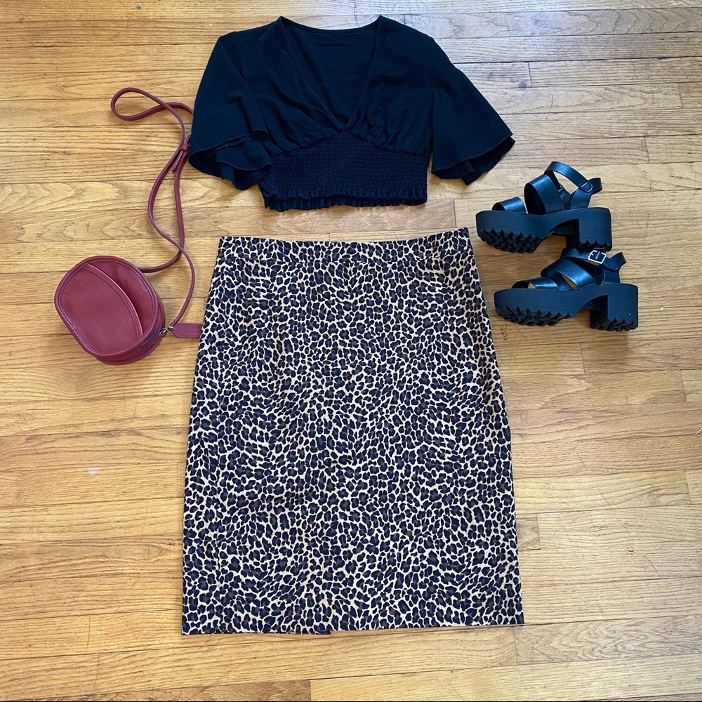 J Crew leopard pencil skirt